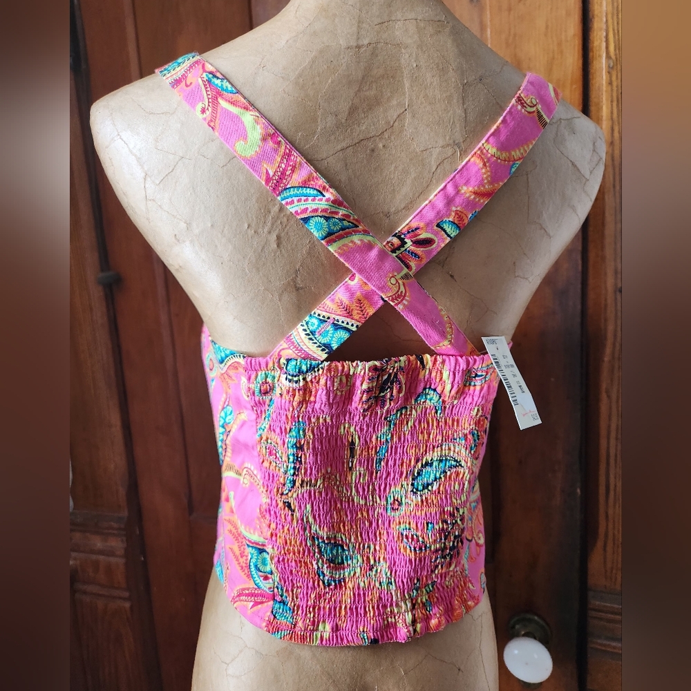 2/$30 Aeropostale Pink Paisley Crop Top Size L